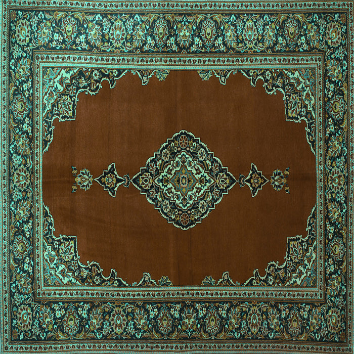 Square Medallion Turquoise Traditional Rug, tr106turq