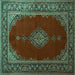 Square Medallion Turquoise Traditional Rug, tr106turq