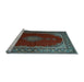 Sideview of Machine Washable Medallion Light Blue Traditional Rug, wshtr106lblu