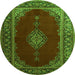 Square Medallion Green Traditional Rug, tr106grn