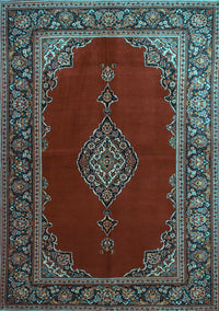 Medallion Light Blue Traditional Rug, tr106lblu