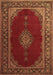 Machine Washable Medallion Brown Traditional Rug, wshtr106brn