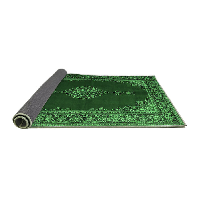 Sideview of Medallion Emerald Green Traditional Rug, tr106emgrn