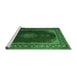 Sideview of Machine Washable Medallion Emerald Green Traditional Area Rugs, wshtr106emgrn