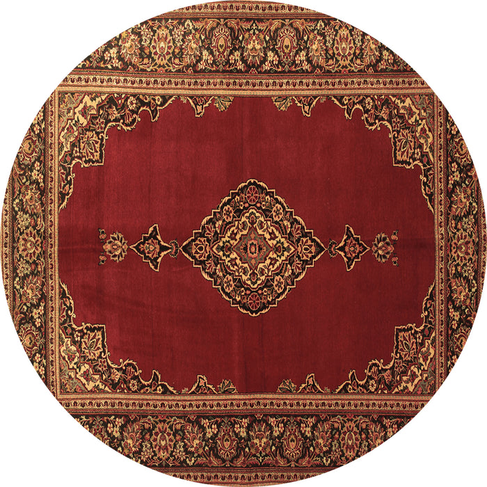 Round Machine Washable Medallion Brown Traditional Rug, wshtr106brn