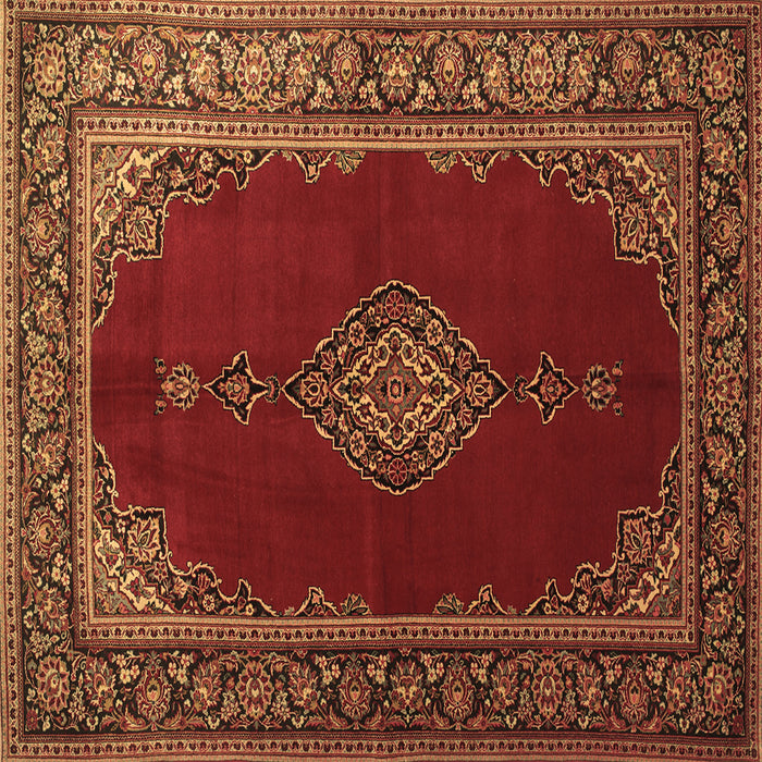Square Machine Washable Medallion Brown Traditional Rug, wshtr106brn