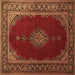 Square Machine Washable Medallion Brown Traditional Rug, wshtr106brn