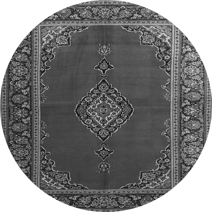 Machine Washable Medallion Gray Traditional Rug, wshtr106gry
