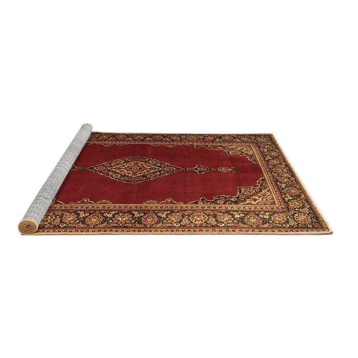 Sideview of Machine Washable Medallion Brown Traditional Rug, wshtr106brn