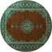 Round Medallion Turquoise Traditional Rug, tr106turq