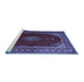 Sideview of Machine Washable Medallion Blue Traditional Rug, wshtr106blu