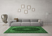 Machine Washable Medallion Emerald Green Traditional Area Rugs in a Living Room,, wshtr106emgrn