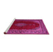 Sideview of Machine Washable Medallion Pink Traditional Rug, wshtr106pnk