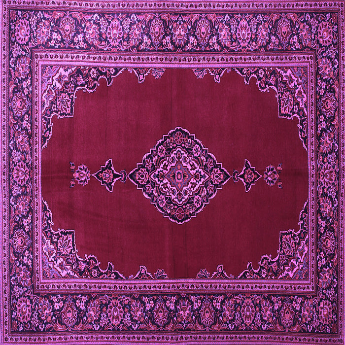 Square Machine Washable Medallion Purple Traditional Area Rugs, wshtr106pur