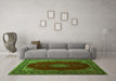 Machine Washable Medallion Green Traditional Area Rugs in a Living Room,, wshtr106grn