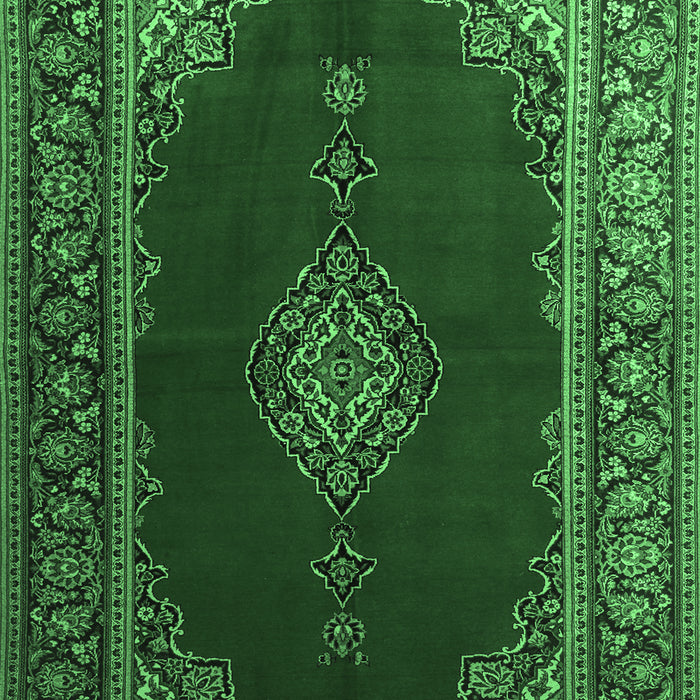 Medallion Emerald Green Traditional Rug, tr106emgrn