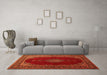 Machine Washable Medallion Orange Traditional Area Rugs in a Living Room, wshtr106org