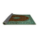 Sideview of Medallion Turquoise Traditional Rug, tr106turq