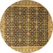 Round Machine Washable Persian Brown Traditional Rug, wshtr1070brn