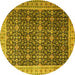 Round Persian Yellow Traditional Rug, tr1070yw