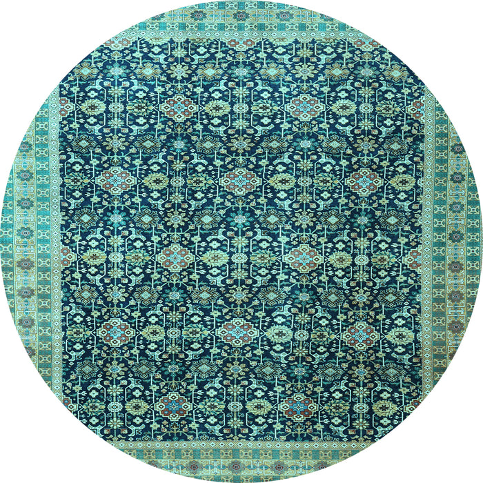 Round Machine Washable Persian Light Blue Traditional Rug, wshtr1070lblu