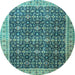 Round Machine Washable Persian Light Blue Traditional Rug, wshtr1070lblu