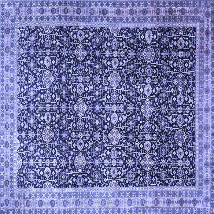 Square Machine Washable Persian Blue Traditional Rug, wshtr1070blu