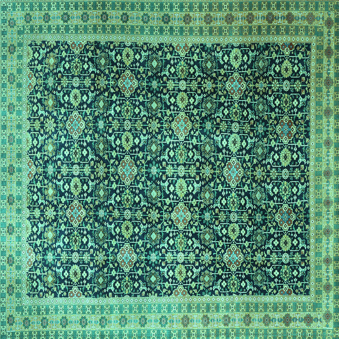 Square Machine Washable Persian Turquoise Traditional Area Rugs, wshtr1070turq