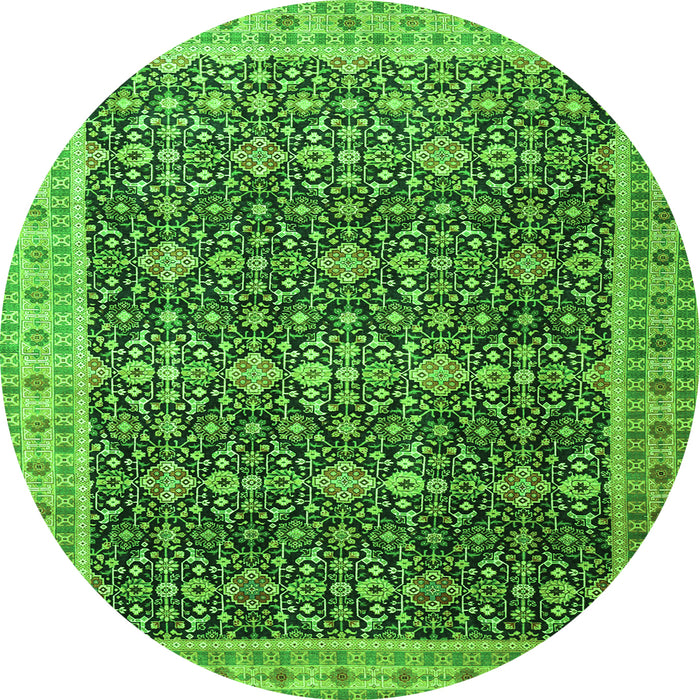 Square Persian Green Traditional Rug, tr1070grn