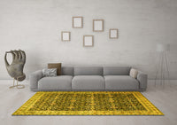 Machine Washable Persian Yellow Traditional Rug, wshtr1070yw