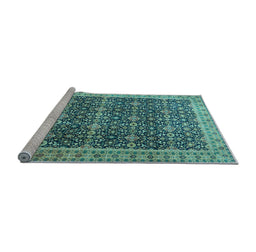 Sideview of Machine Washable Persian Light Blue Traditional Rug, wshtr1070lblu