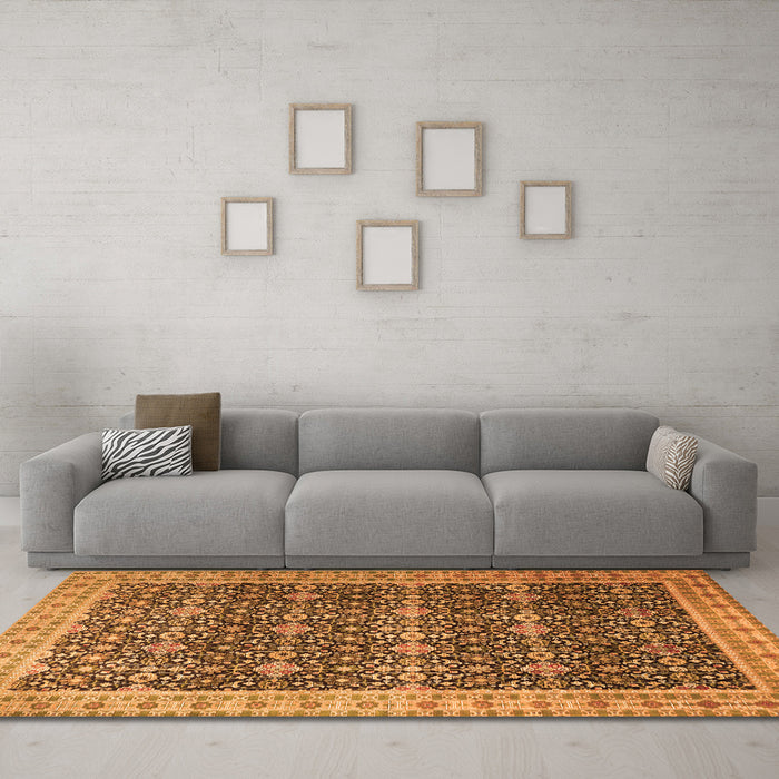 Machine Washable Persian Orange Traditional Area Rugs in a Living Room, wshtr1070org