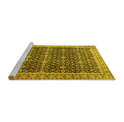 Sideview of Machine Washable Persian Yellow Traditional Rug, wshtr1070yw
