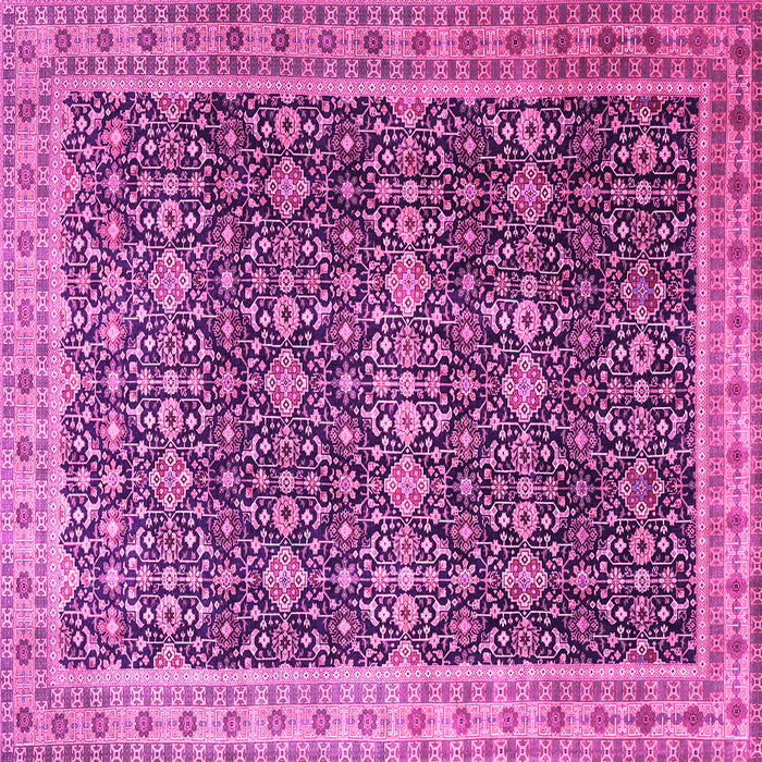 Square Machine Washable Persian Pink Traditional Rug, wshtr1070pnk