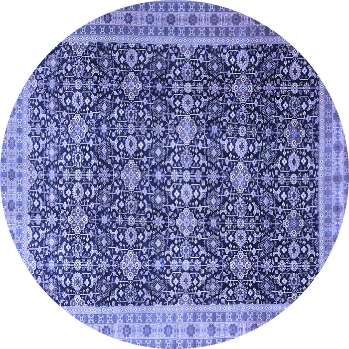 Round Machine Washable Persian Blue Traditional Rug, wshtr1070blu