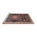 Sideview of Machine Washable Traditional Vermilion Red Rug, wshtr1071