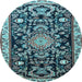 Round Animal Light Blue Traditional Rug, tr1071lblu