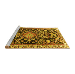 Sideview of Machine Washable Animal Yellow Traditional Rug, wshtr1071yw