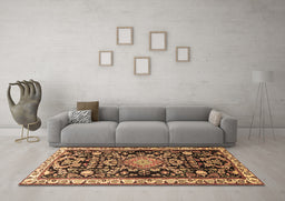 Machine Washable Animal Brown Traditional Rug in a Living Room,, wshtr1071brn