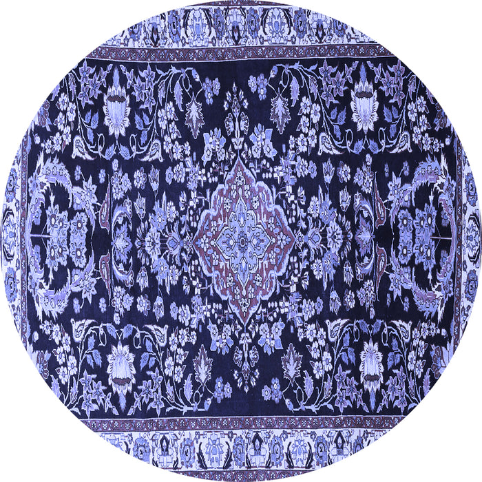 Round Machine Washable Animal Blue Traditional Rug, wshtr1071blu
