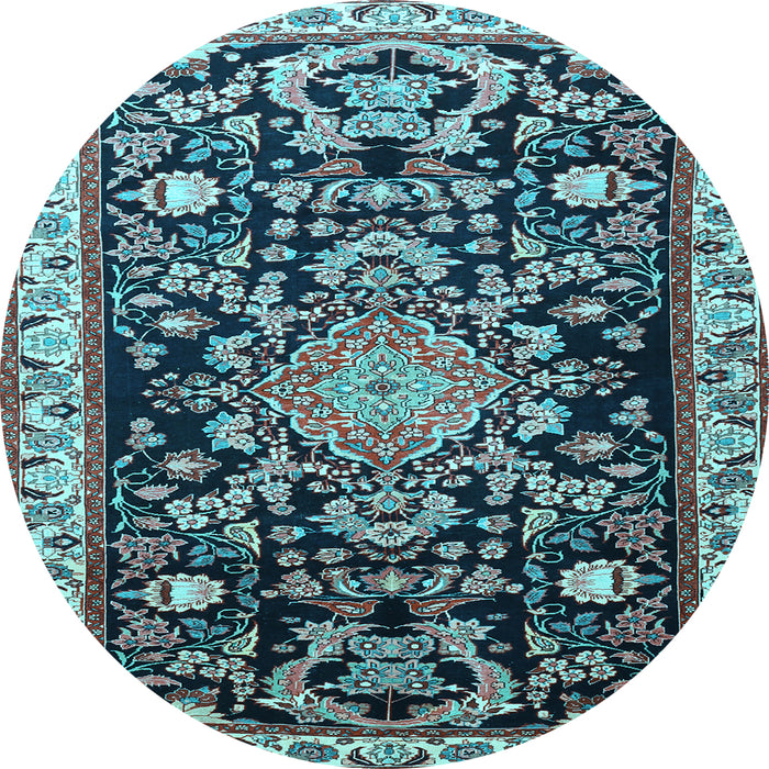 Round Machine Washable Animal Light Blue Traditional Rug, wshtr1071lblu