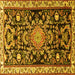 Square Animal Yellow Traditional Rug, tr1071yw