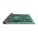 Sideview of Animal Turquoise Traditional Rug, tr1071turq