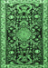 Machine Washable Animal Emerald Green Traditional Area Rugs, wshtr1071emgrn