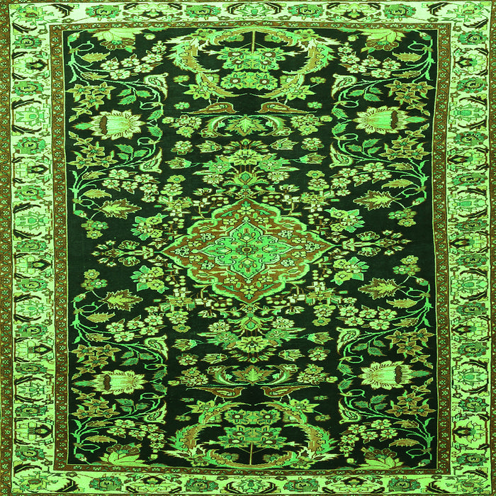 Round Machine Washable Animal Green Traditional Area Rugs, wshtr1071grn