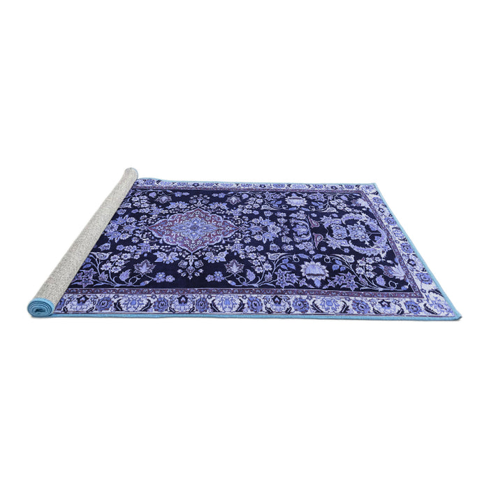 Sideview of Machine Washable Animal Blue Traditional Rug, wshtr1071blu