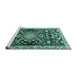 Sideview of Machine Washable Animal Turquoise Traditional Area Rugs, wshtr1071turq