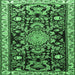 Square Animal Emerald Green Traditional Rug, tr1071emgrn