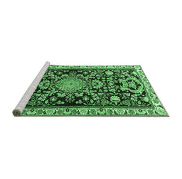 Sideview of Machine Washable Animal Emerald Green Traditional Area Rugs, wshtr1071emgrn