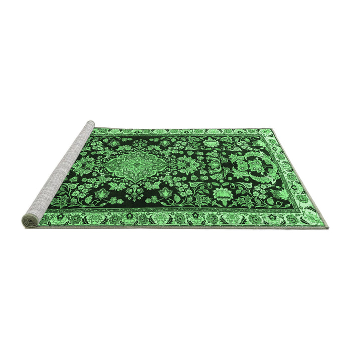 Sideview of Machine Washable Animal Emerald Green Traditional Area Rugs, wshtr1071emgrn